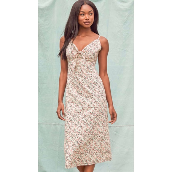 Lulus Dresses & Skirts - LULU’S • Captivating Crush Pink Floral Print Tie-Front Midi Dress